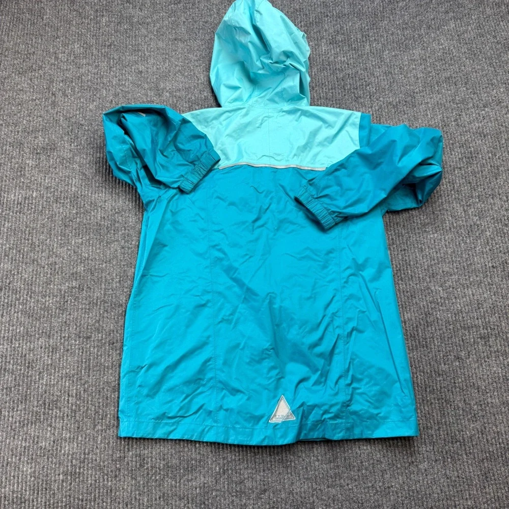 LL Bean Trail Model Jacket Kids Girls XL 18 Teal Blue Colorblock Waterproof Hood